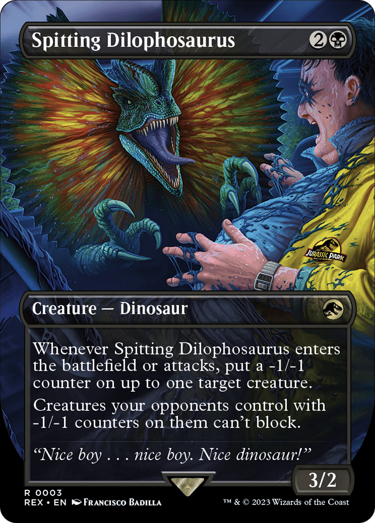 Spitting Dilophosaurus (REX-003) (Borderless) (Foil)
