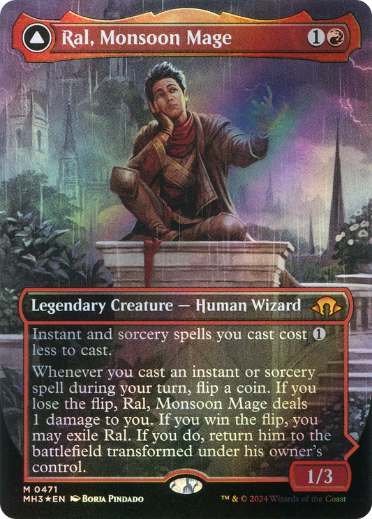 Ral, Monsoon Mage // Ral, Leyline Prodigy (MH3-471) (Borderless) (Textured Foil)