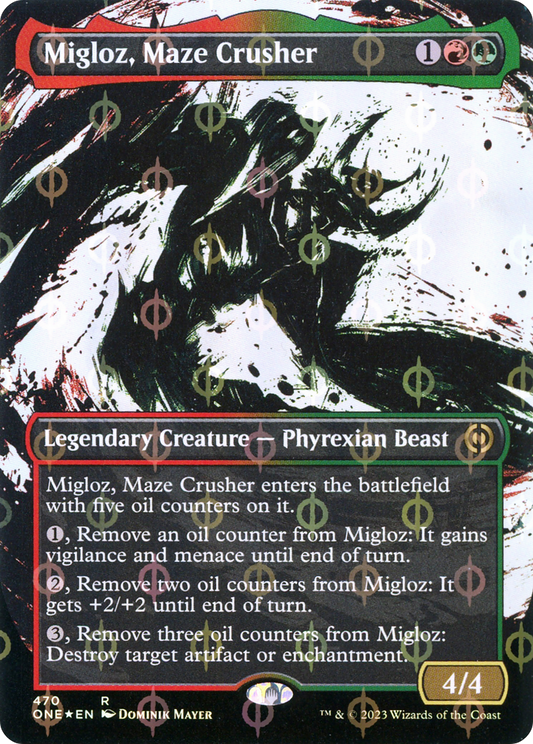 Migloz, Maze Crusher (ONE-470) (Showcase) (Borderless) (Compleat Foil)