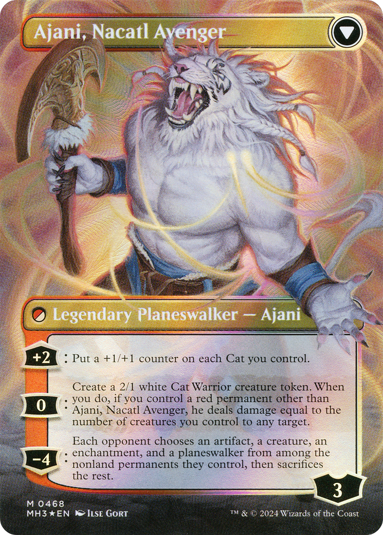 Ajani, Nacatl Pariah // Ajani, Nacatl Avenger (MH3-468) (Borderless) (Textured Foil)