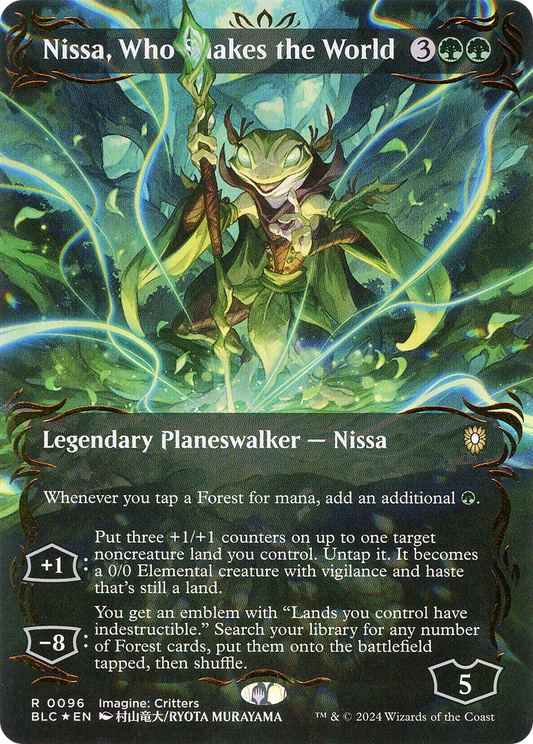 Nissa, Who Shakes the World (BLC-096) (Borderless) (Raised Foil)