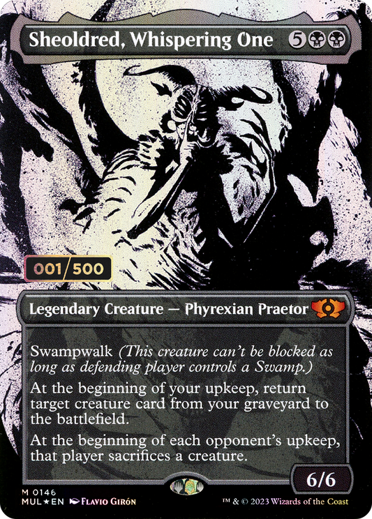 Sheoldred, Whispering One (MUL-146Z) (Showcase) (Borderless) (Foil) (Serialized)